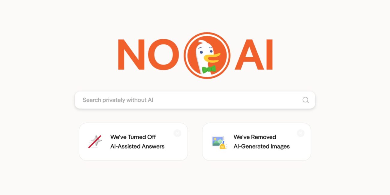 DuckDuckGo No AI - Screenshot halaman pencarian tanpa AI