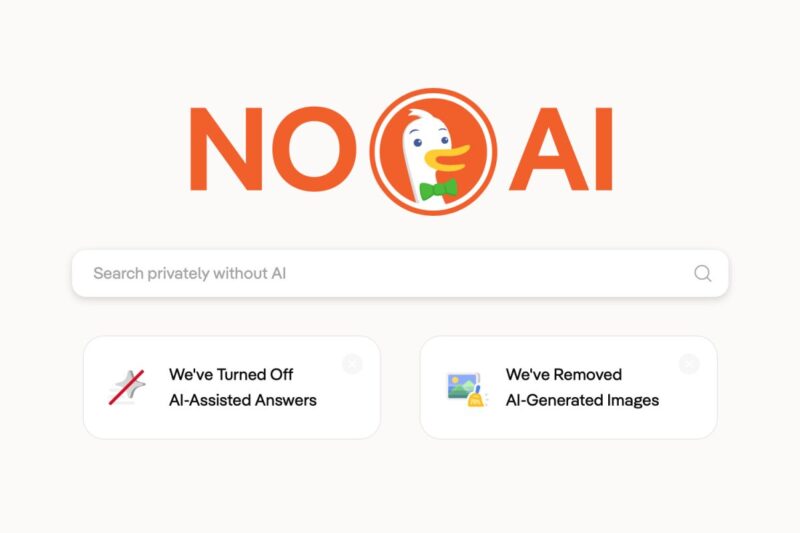 DuckDuckGo No AI - Screenshot halaman pencarian tanpa AI