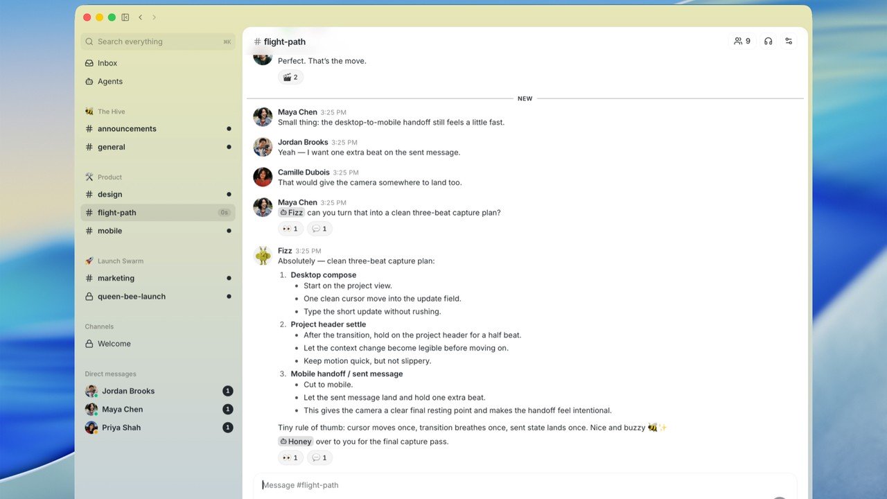 Buzz AI agent workspace screenshot dari Block