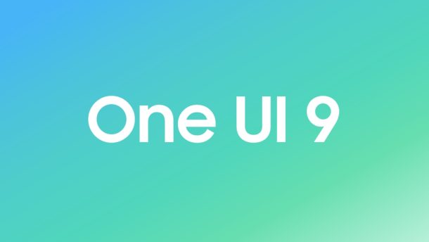 Logo One UI 9 Samsung dengan gradasi biru-cyan-hijau