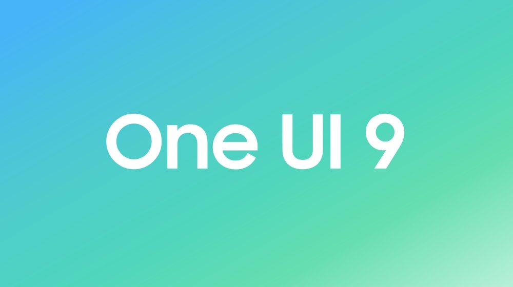 Logo One UI 9 Samsung dengan gradasi biru-cyan-hijau