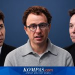 Sam Altman, Dario Amodei, dan Elon Musk dalam ilustrasi perlambatan AI