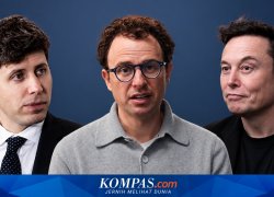 Sam Altman, Dario Amodei, dan Elon Musk dalam ilustrasi perlambatan AI