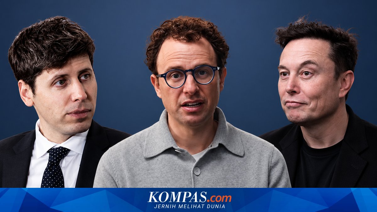 Sam Altman, Dario Amodei, dan Elon Musk dalam ilustrasi perlambatan AI